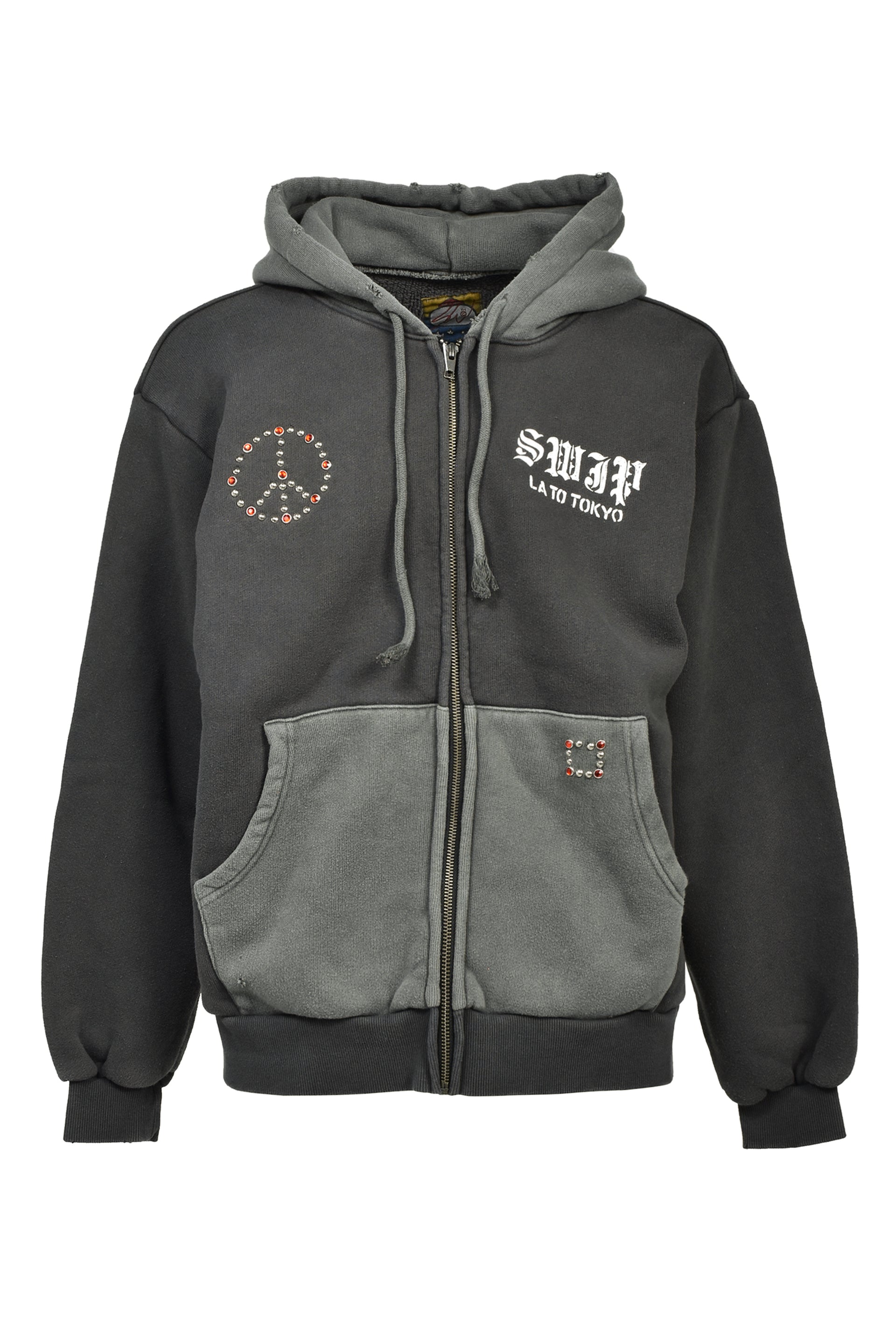 SWJP ZIP UP HOODIE w/ CUSTOM STUDS NUBIAN (EXCLUSIVE) / GRY