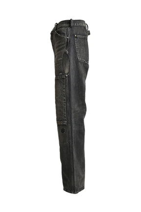 30S BLACK DENIM PANTS REPAIRED / BLK AGING