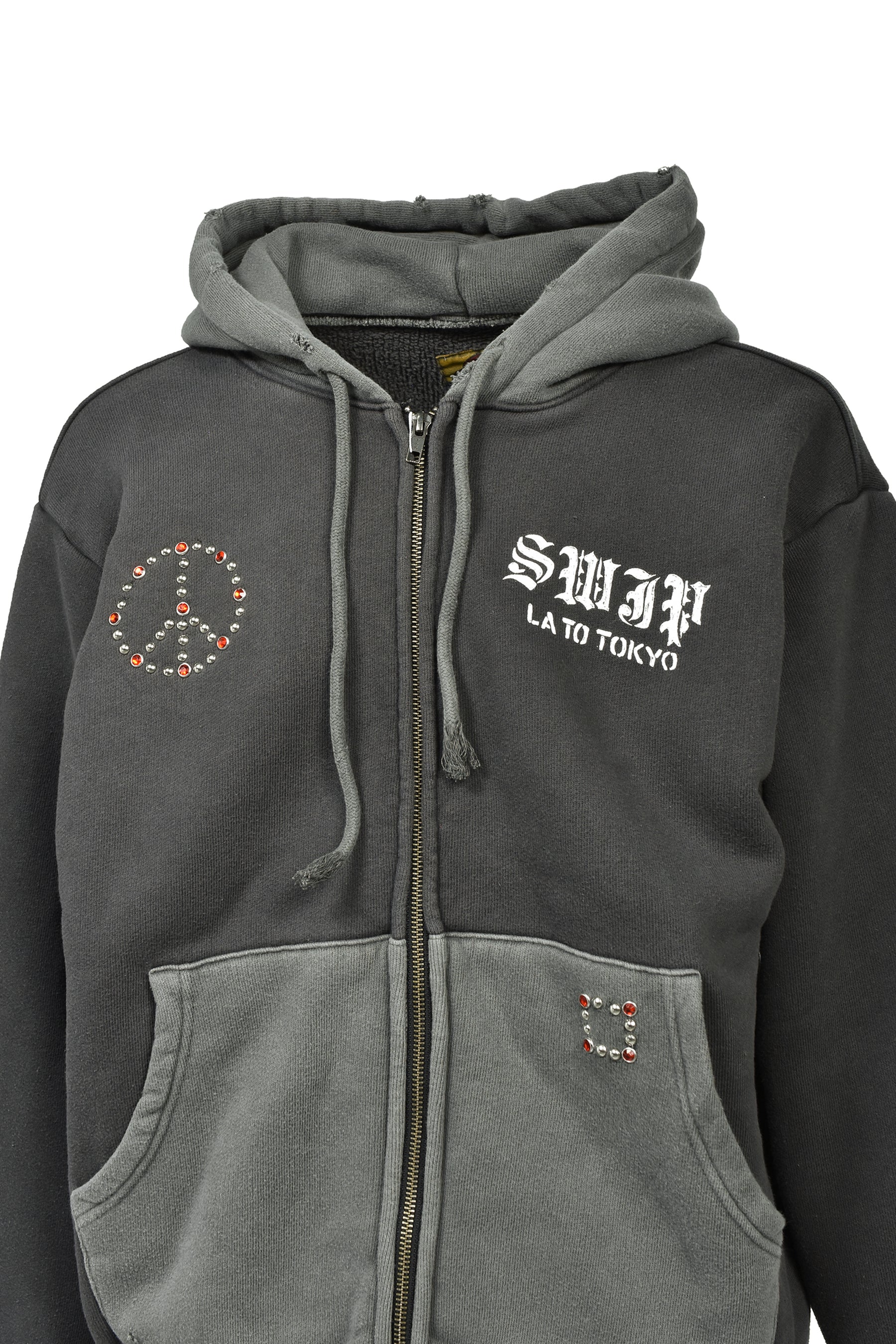 SWJP ZIP UP HOODIE w/ CUSTOM STUDS NUBIAN (EXCLUSIVE) / GRY