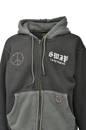 SWJP ZIP UP HOODIE w/ CUSTOM STUDS NUBIAN (EXCLUSIVE) / GRY