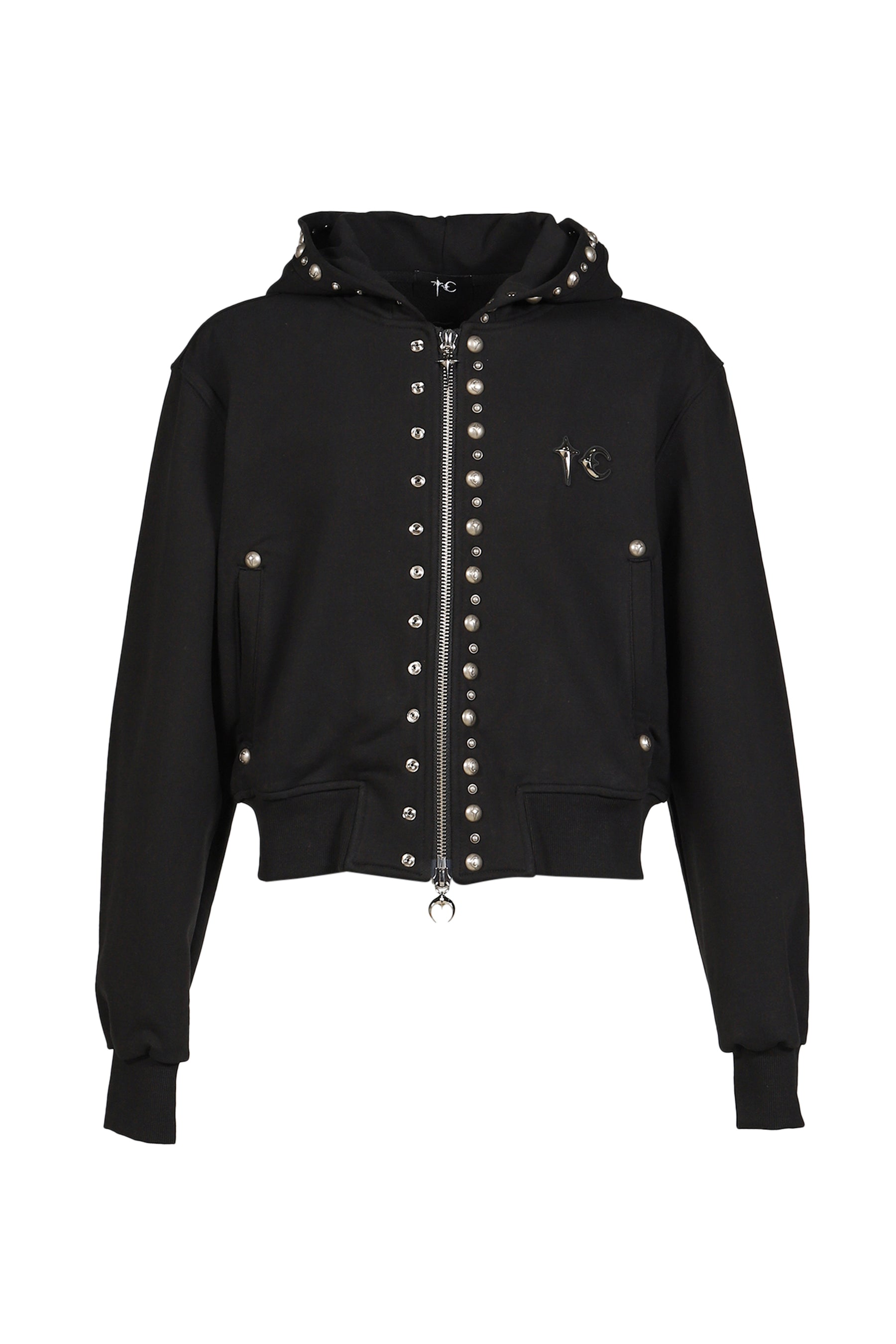 Thug Club サグクラブ SS26 TC STUDDED LINE CROPPED ZIP-UP HOODIE