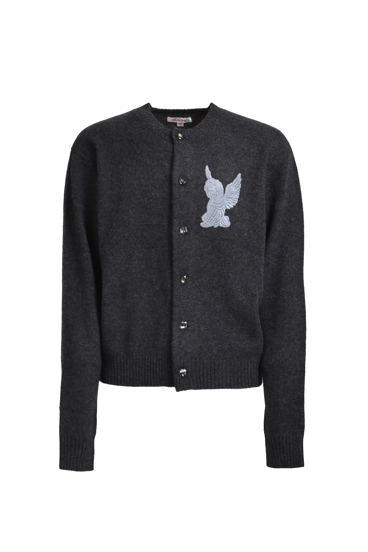 ANGEL EMBROIDERED CARDIGAN / CHARCOAL