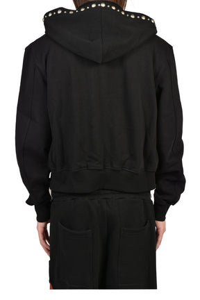 TC STUDDED LINE CROPPED ZIP-UP HOODIE / BLK