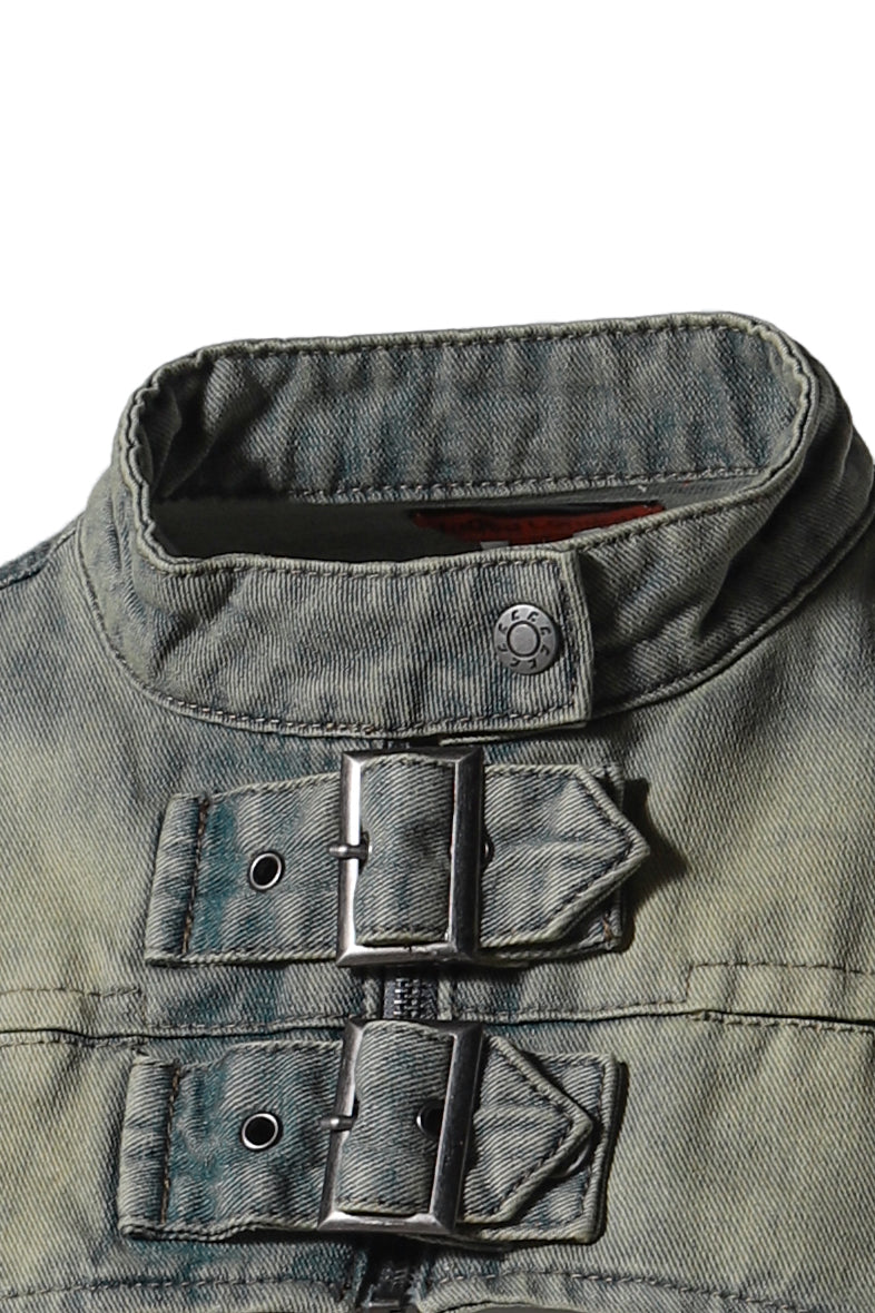 DENIM ASSASSIN ULTRA CROPPED JACKET / BLU