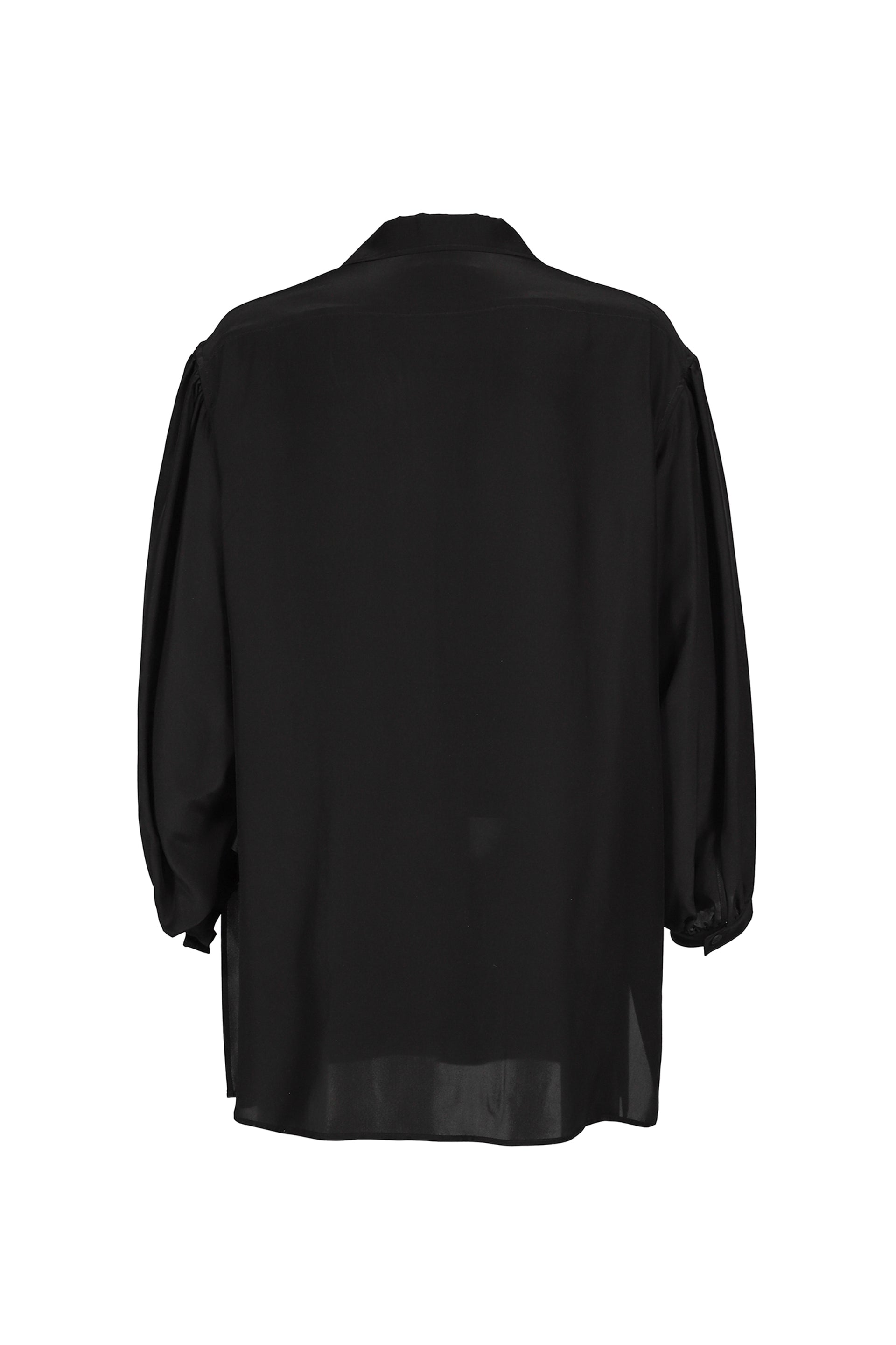 SEA MESSAGE PRINT SILK SHIRT / BLK