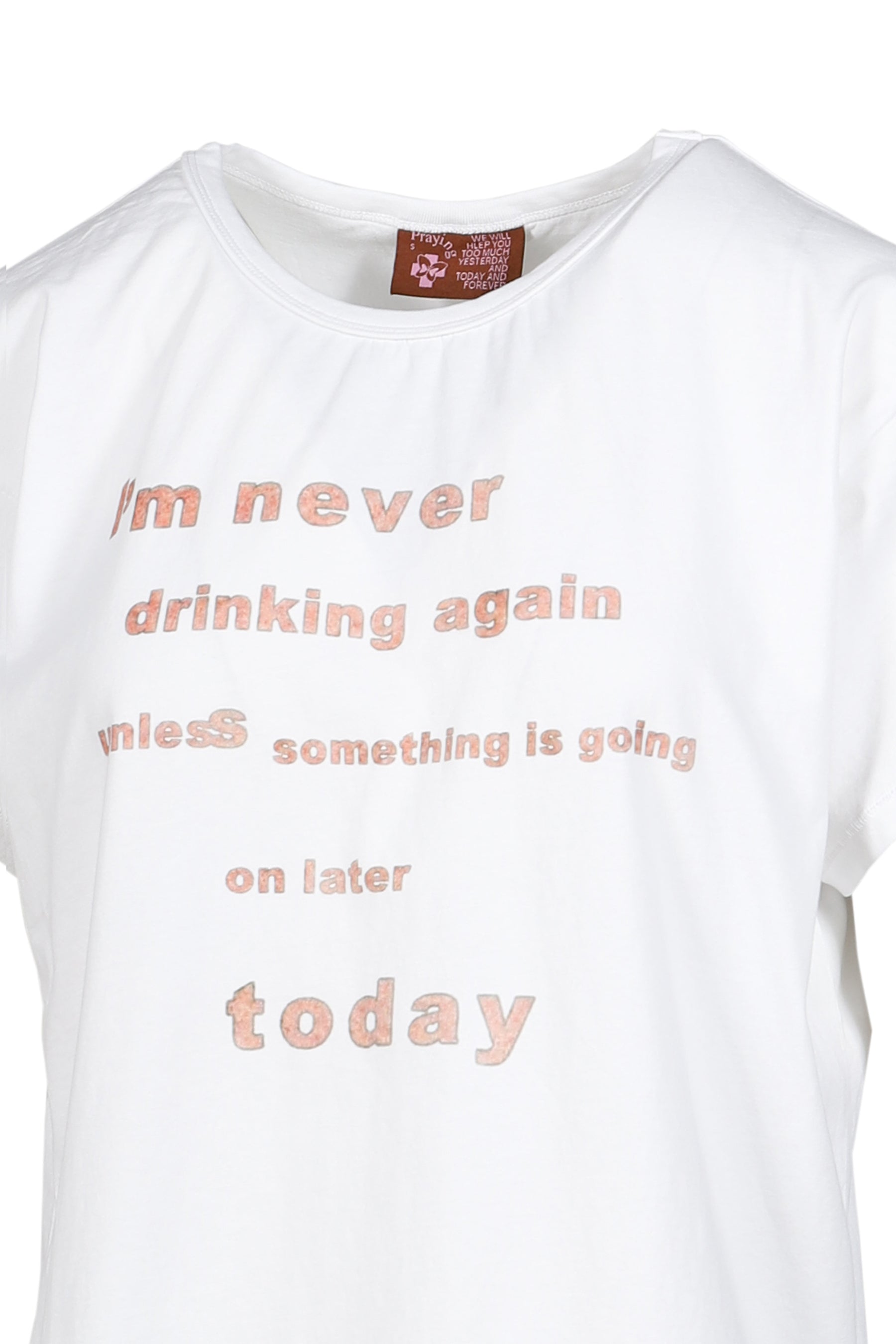NEVER DRINKING AGAIN MENS TEE / WHT