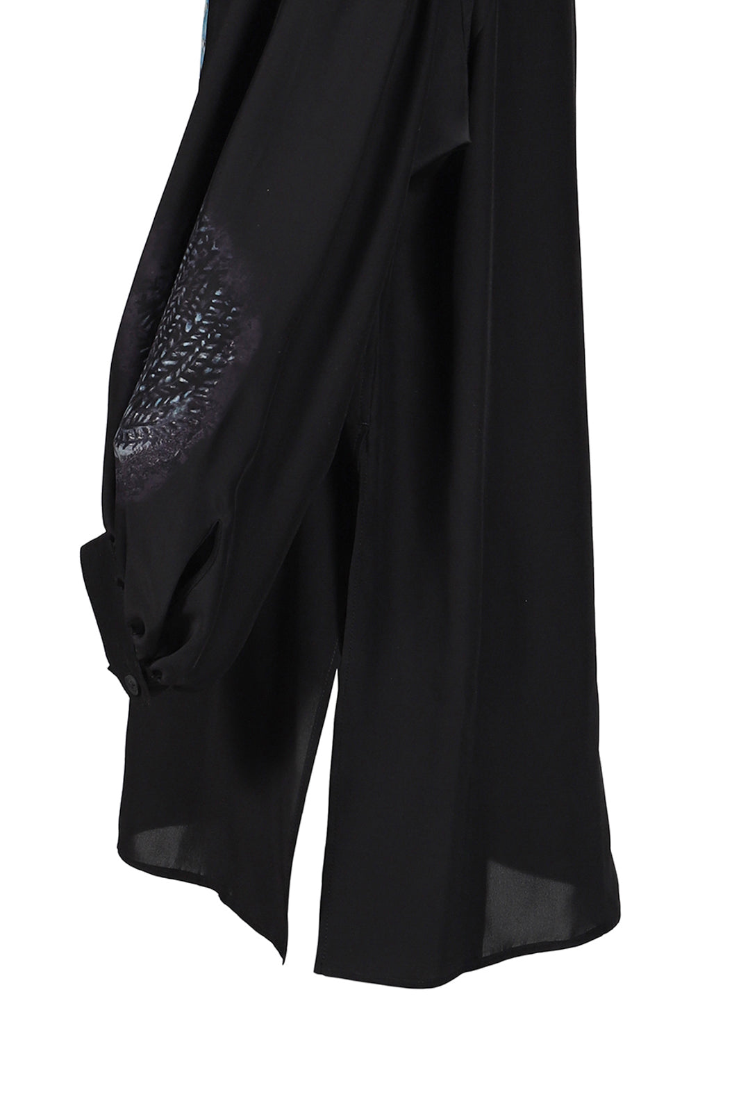 SEA MESSAGE PRINT SILK SHIRT / BLK