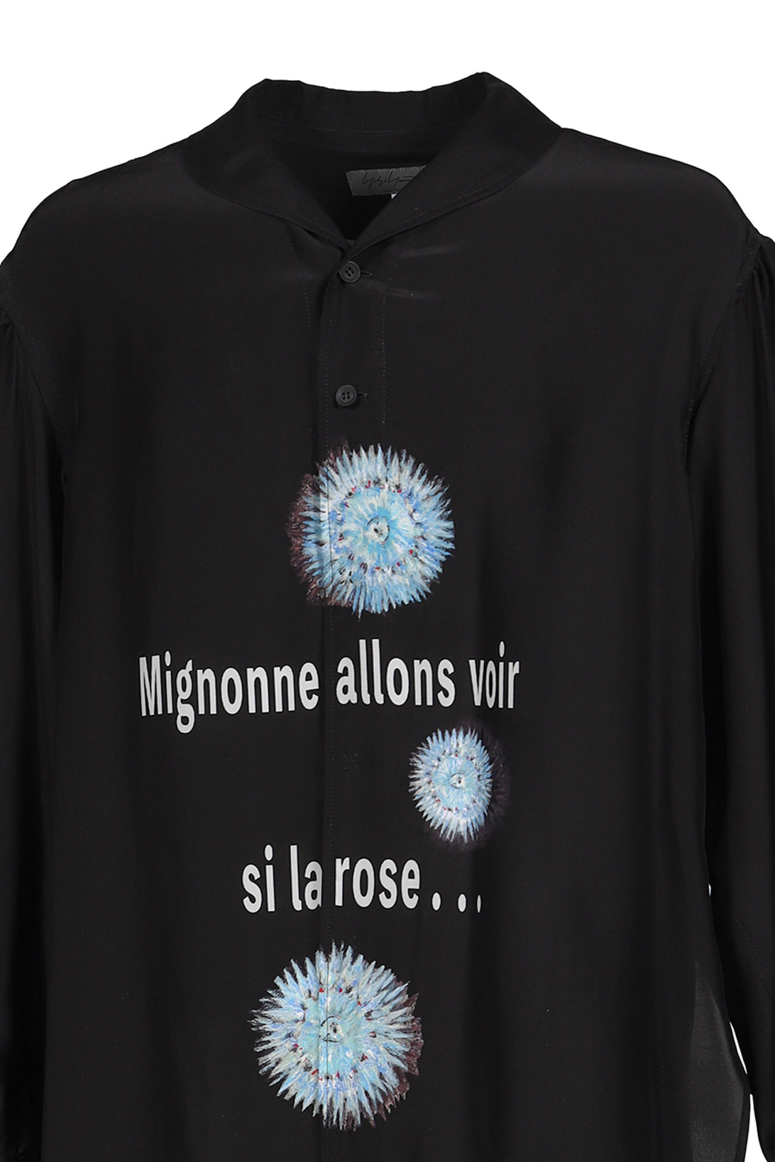 SEA MESSAGE PRINT SILK SHIRT / BLK