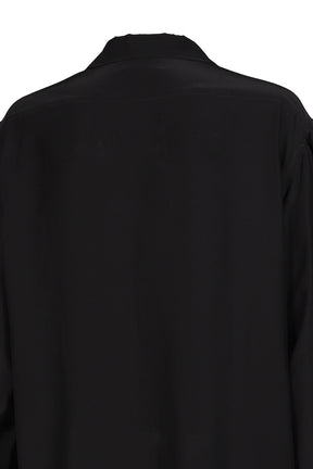 SEA MESSAGE PRINT SILK SHIRT / BLK