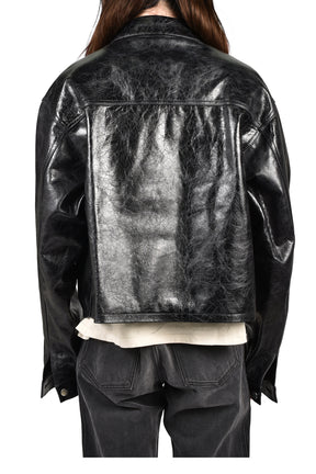 LEATHER X JACKET / BLK