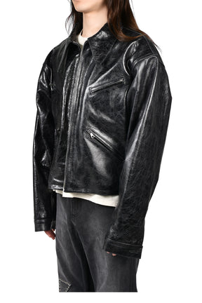 LEATHER X JACKET / BLK