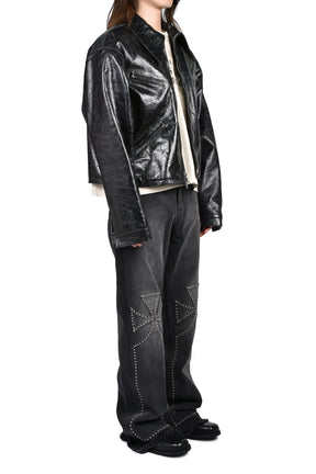 LEATHER X JACKET / BLK
