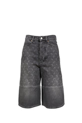 MOON LASER GREY WASH DENIM SHORTS / DARK GRY