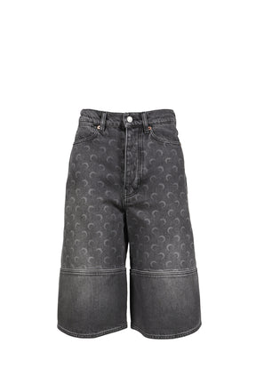 MOON LASER GREY WASH DENIM SHORTS / DARK GRY