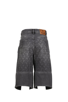 MOON LASER GREY WASH DENIM SHORTS / DARK GRY