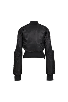 DOUBLE-CLOSURE SILHOUETTE BOMBER / BLK