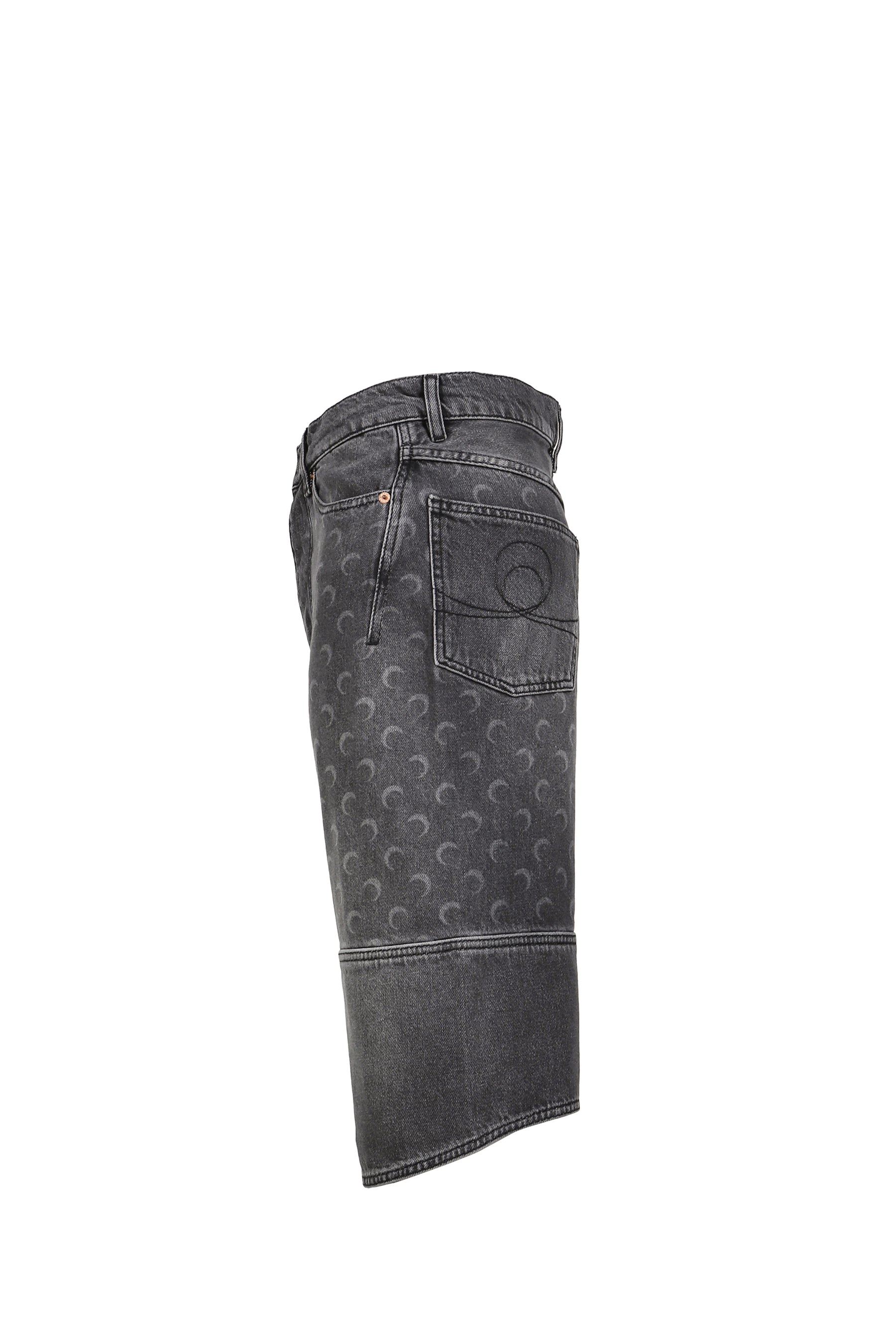 MOON LASER GREY WASH DENIM SHORTS / DARK GRY