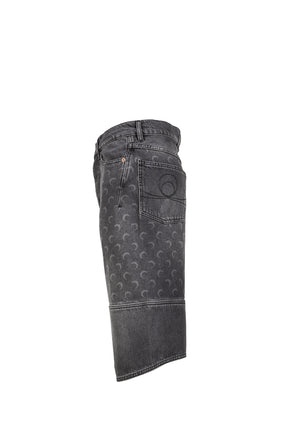 MOON LASER GREY WASH DENIM SHORTS / DARK GRY