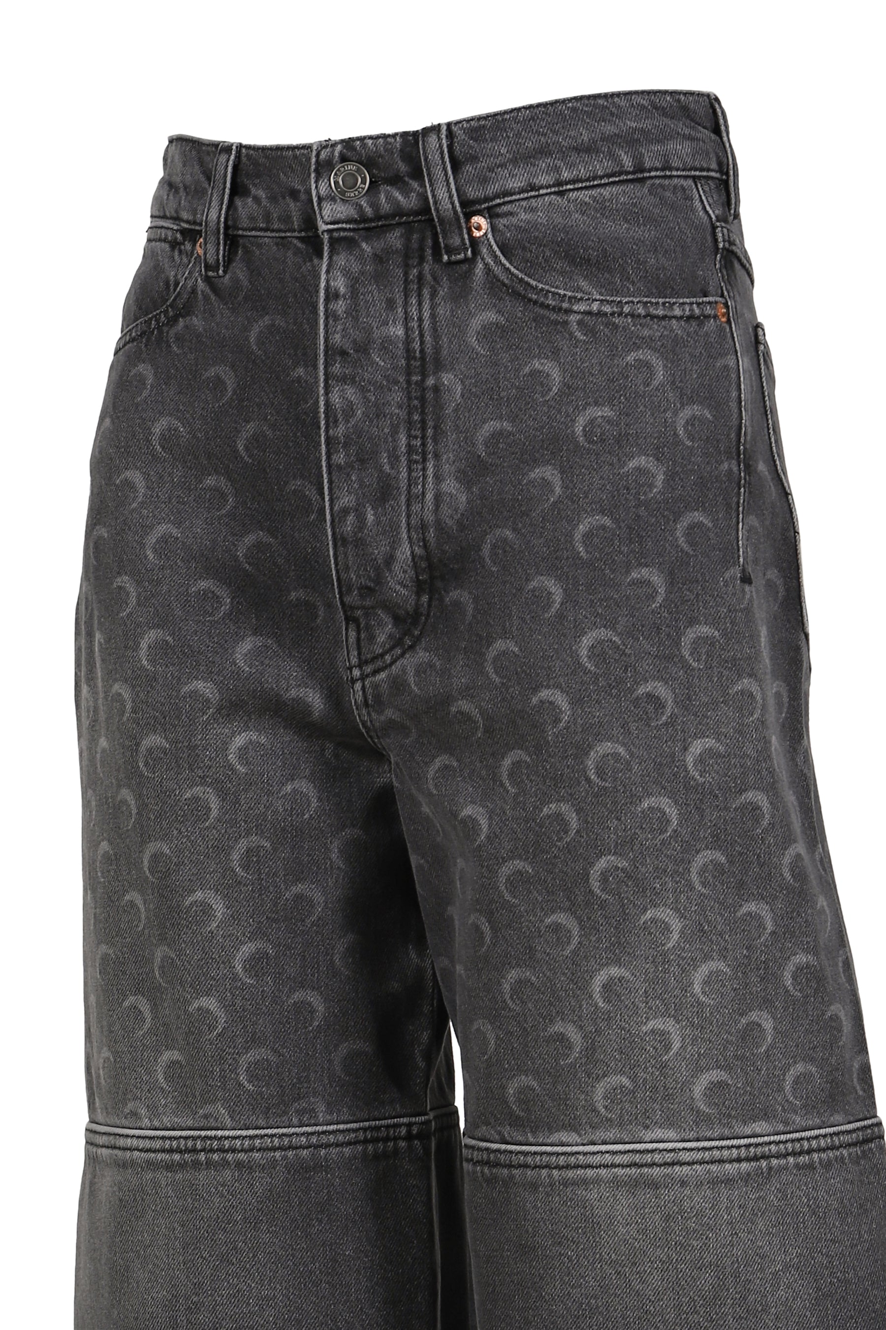 MOON LASER GREY WASH DENIM SHORTS / DARK GRY