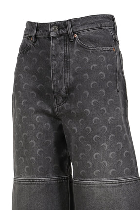 MOON LASER GREY WASH DENIM SHORTS / DARK GRY