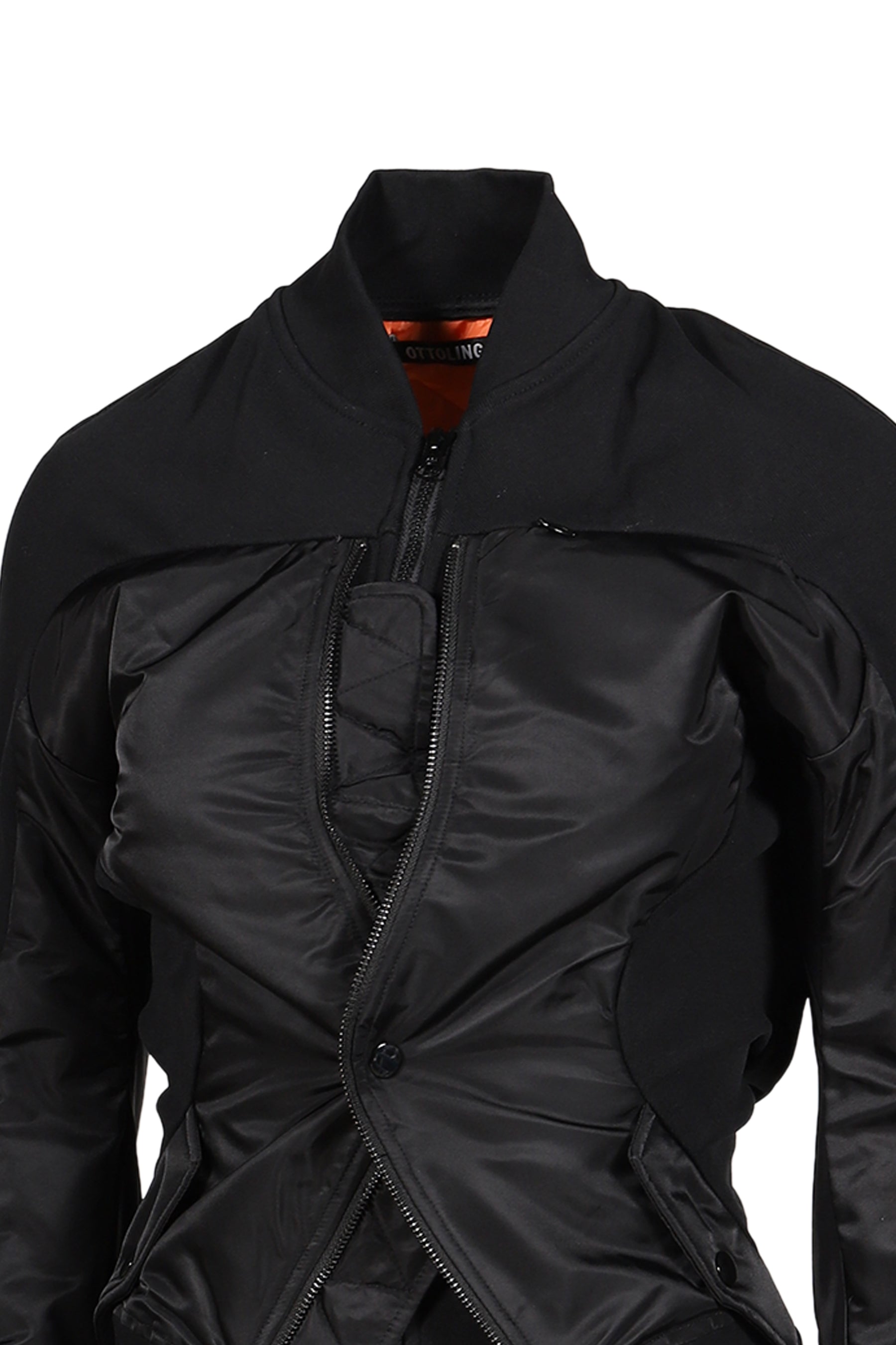 DOUBLE-CLOSURE SILHOUETTE BOMBER / BLK