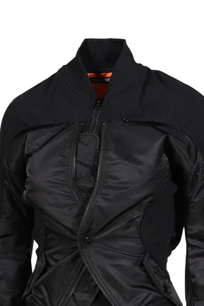 DOUBLE-CLOSURE SILHOUETTE BOMBER / BLK
