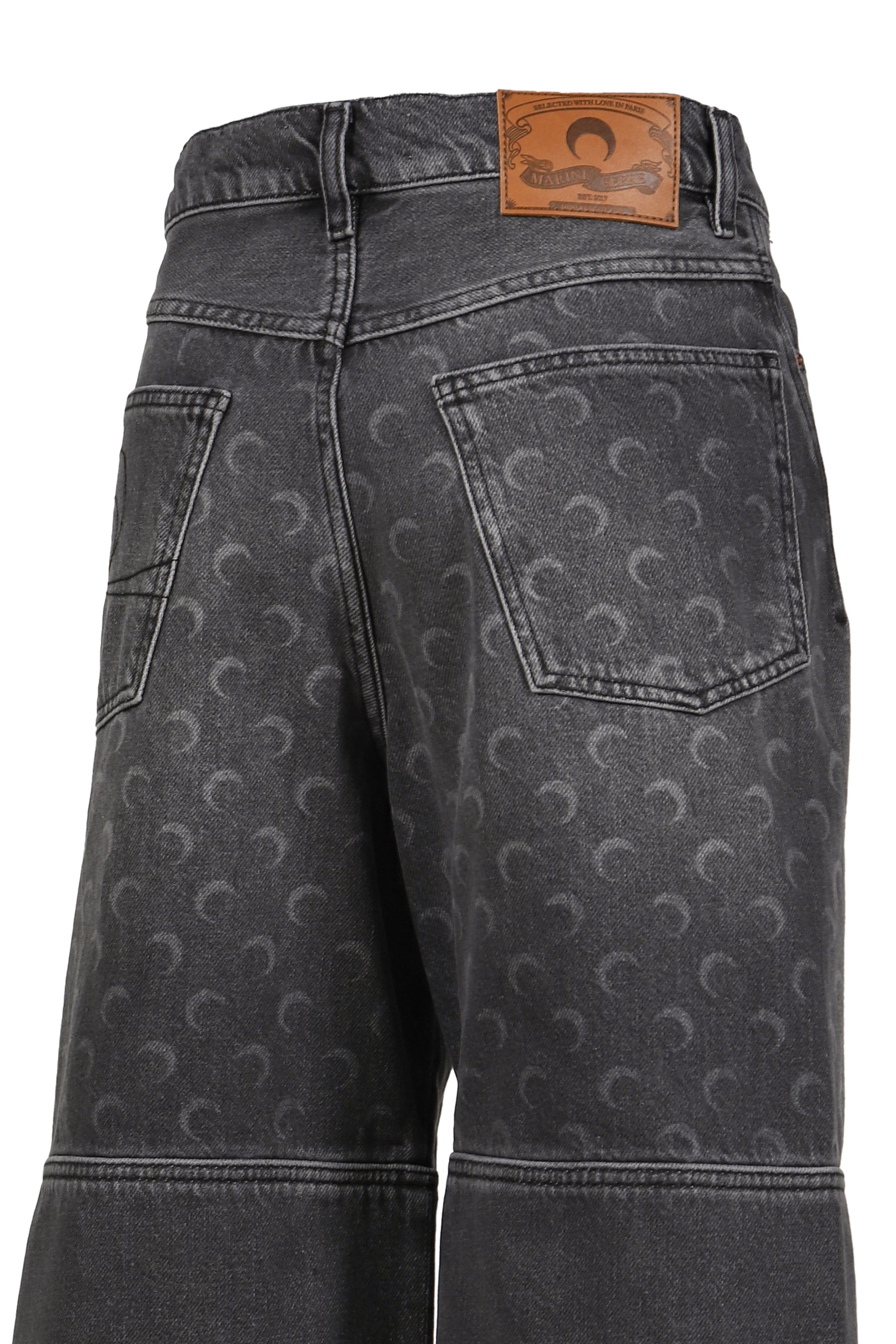 MOON LASER GREY WASH DENIM SHORTS / DARK GRY