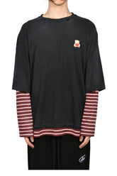 BLACK LAYERED STRIPED LONG-SLEEVED T-SHIRT / BLK