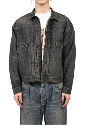2PKT VINATGE DENIM JACKET / BLK