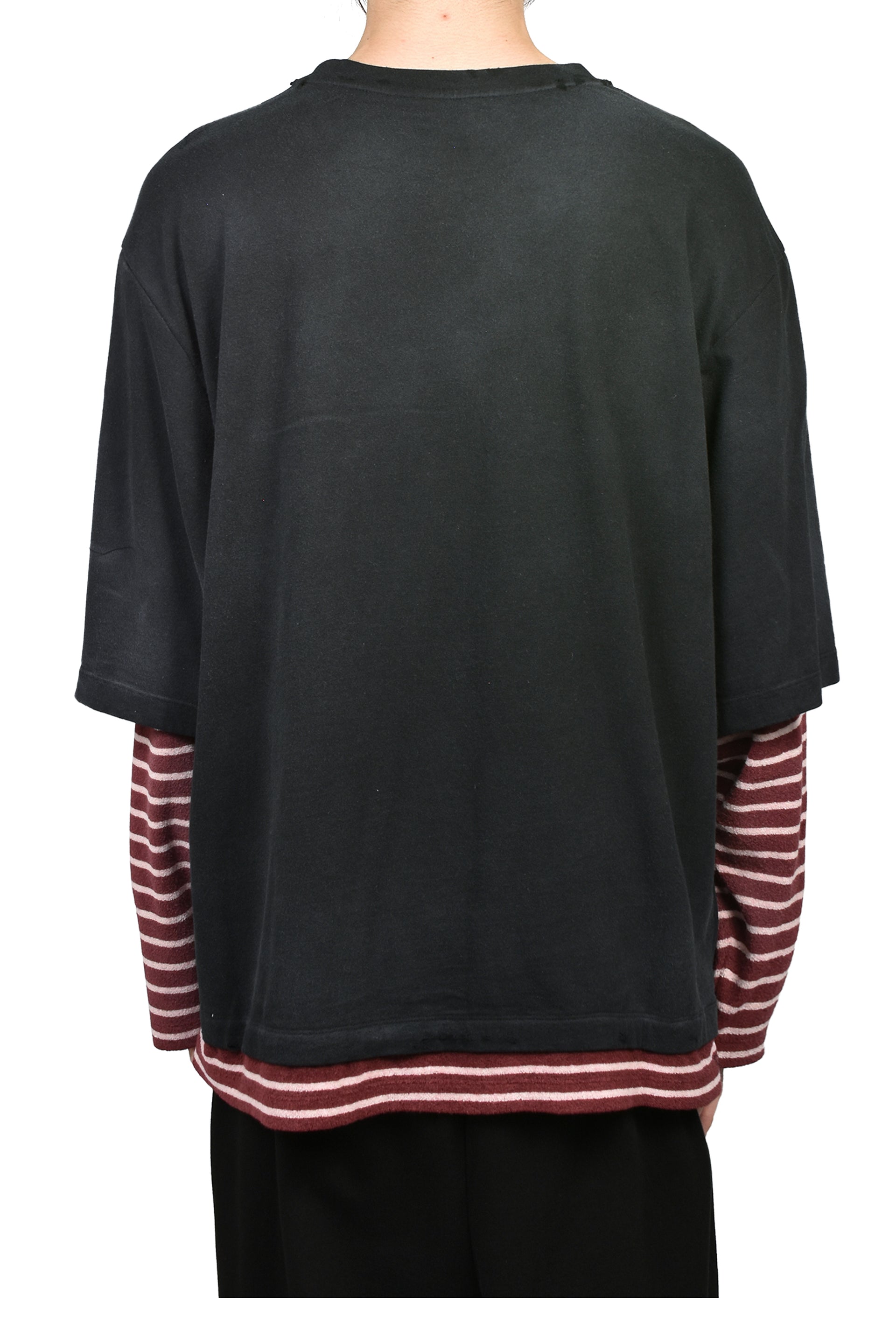 BLACK LAYERED STRIPED LONG-SLEEVED T-SHIRT / BLK