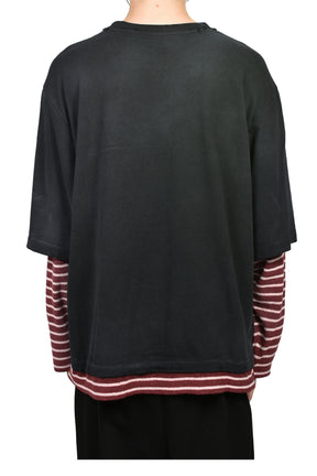 BLACK LAYERED STRIPED LONG-SLEEVED T-SHIRT / BLK