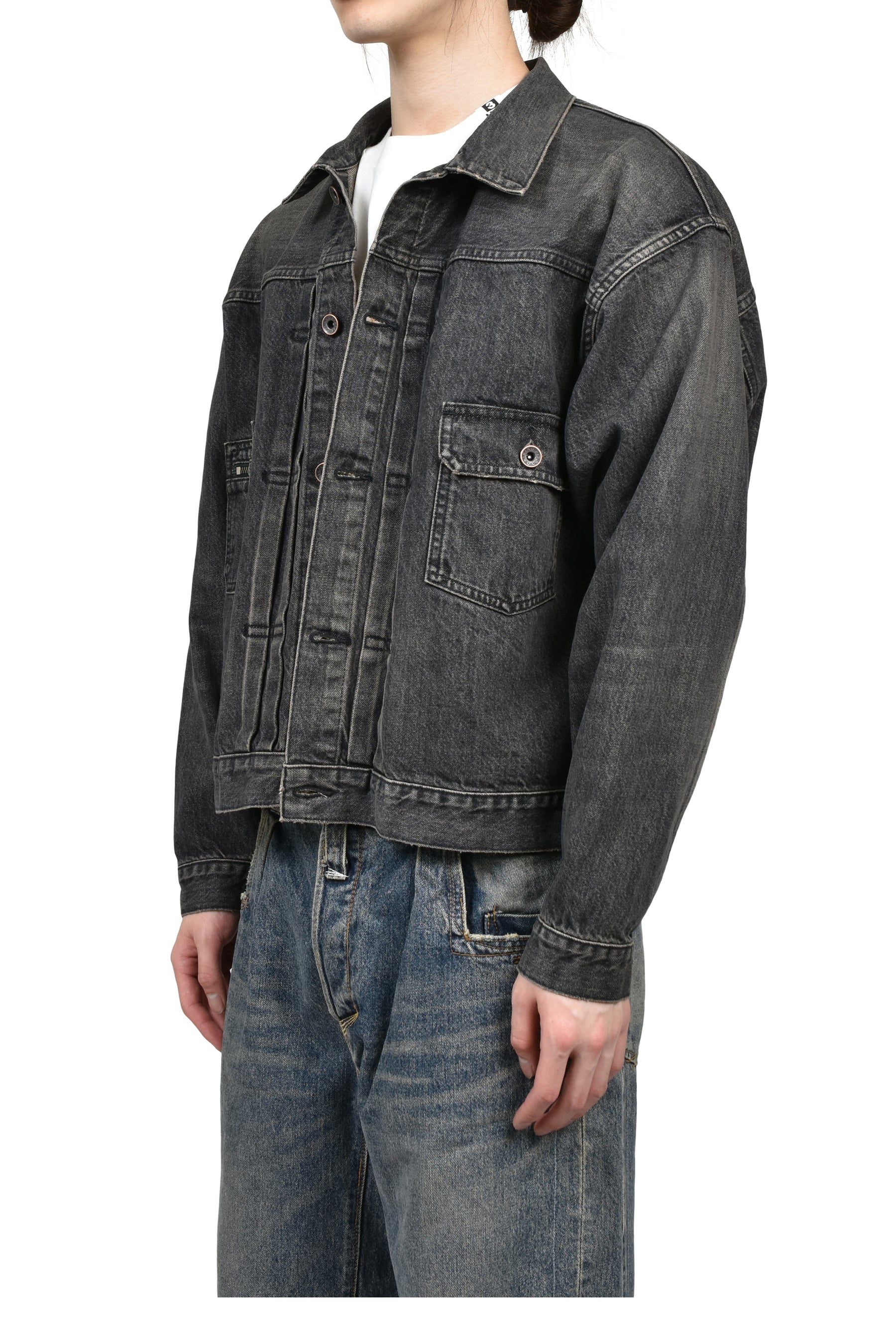 2PKT VINATGE DENIM JACKET / BLK