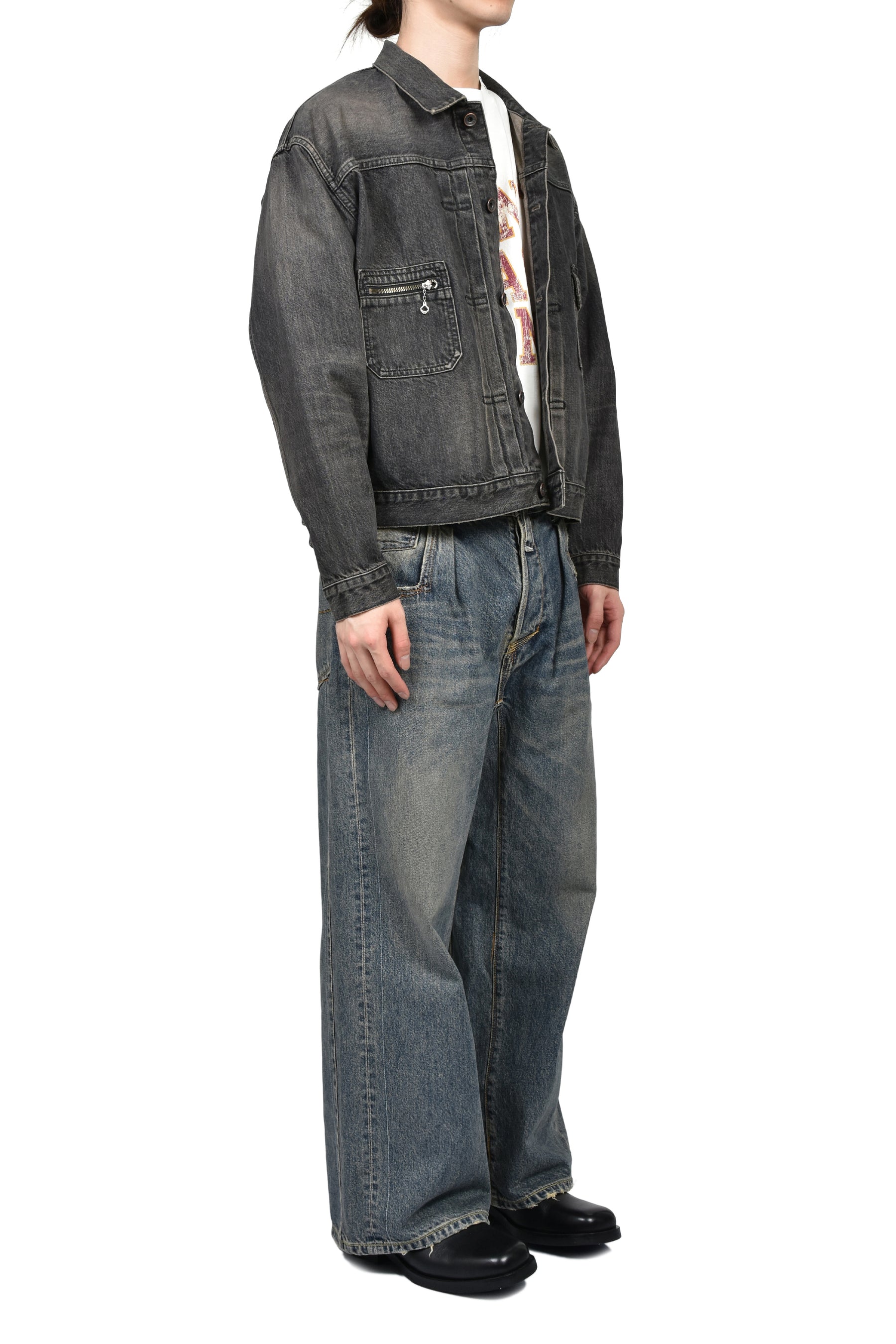 2PKT VINATGE DENIM JACKET / BLK