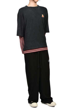 BLACK LAYERED STRIPED LONG-SLEEVED T-SHIRT / BLK