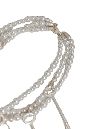 PEARL NECKLACE WITH FIVE KEYS.(8MM) / WHT
