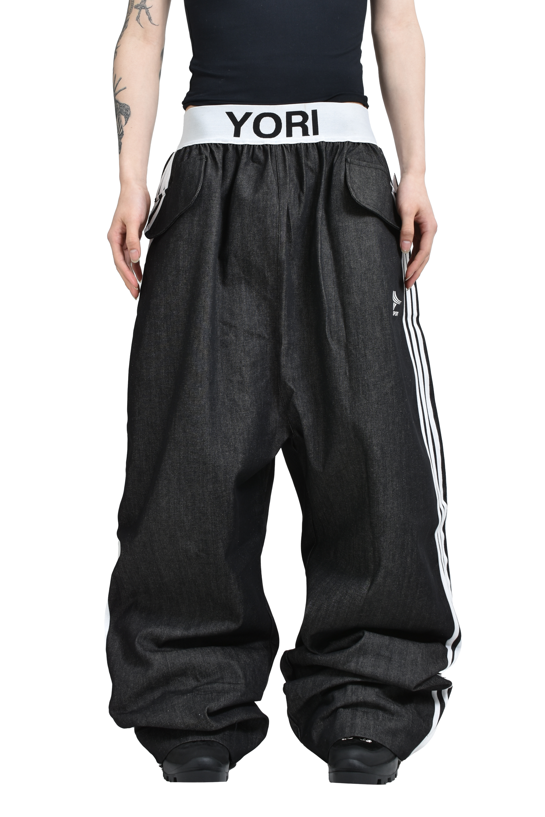 YORI SPORT ヨリスポーツ SS25 5 STRIPE ELASTIC DENIM / BLK YORI SPORT ヨリスポーツ SS25 5 STRIPE ELASTIC DENIM / BLK
