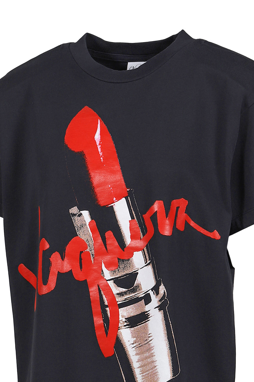 LIPSTICK OVERSIZED T SHIRT KNIT / BLK