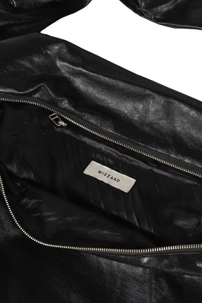 FAUX LEATHER WAVE BAG / BLACK 