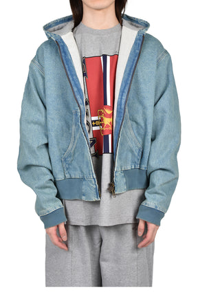 HOODED WORKWEAR DENIM JACKET / VINTAGE MID BLUE