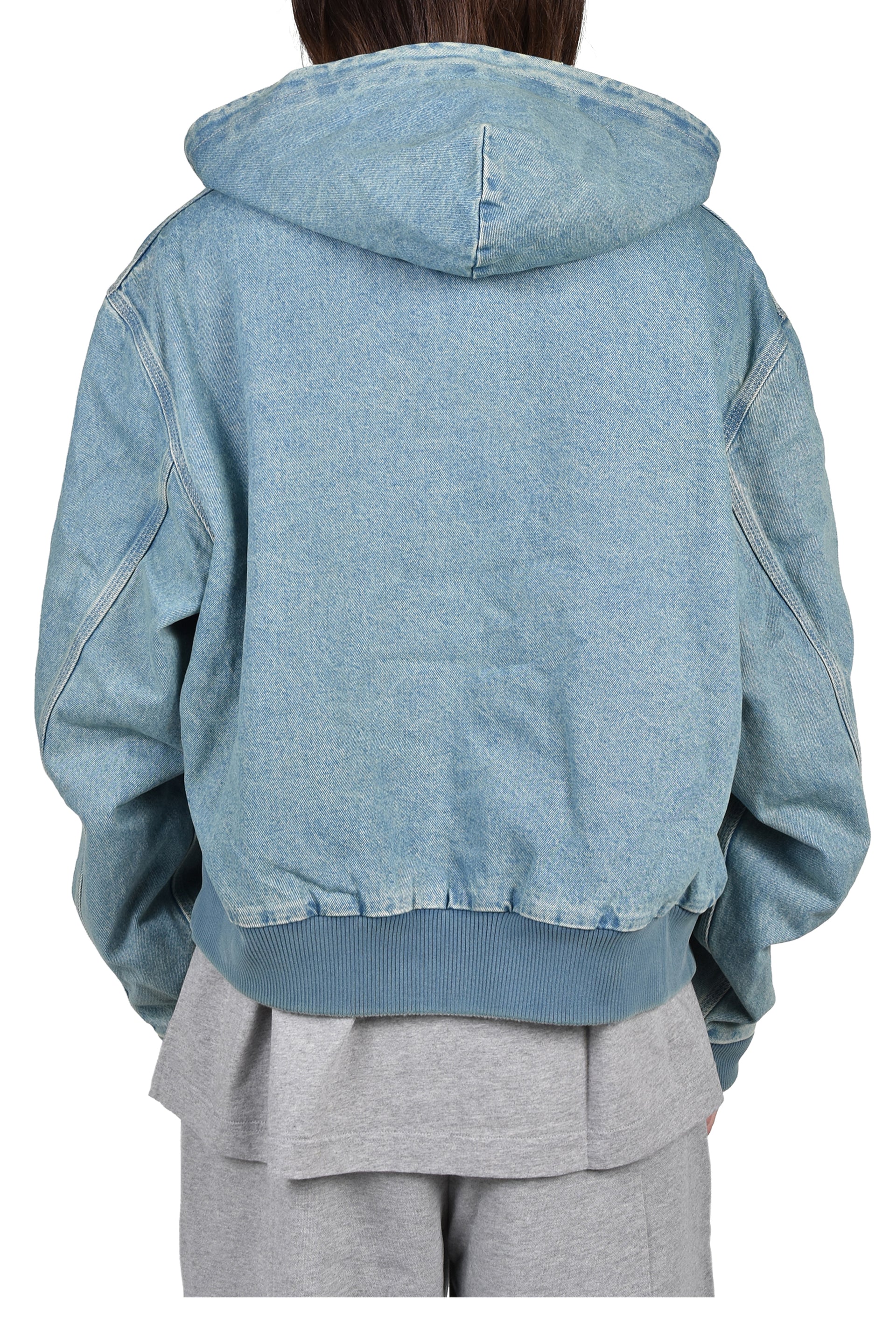 HOODED WORKWEAR DENIM JACKET / VTG MID BLU