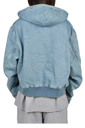 HOODED WORKWEAR DENIM JACKET / VINTAGE MID BLUE
