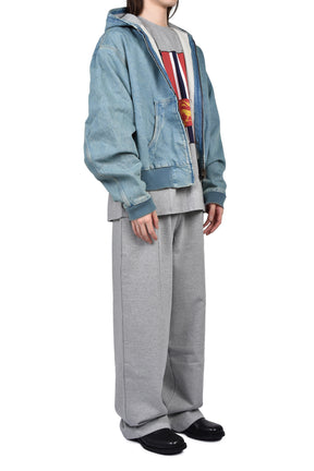 HOODED WORKWEAR DENIM JACKET / VINTAGE MID BLUE