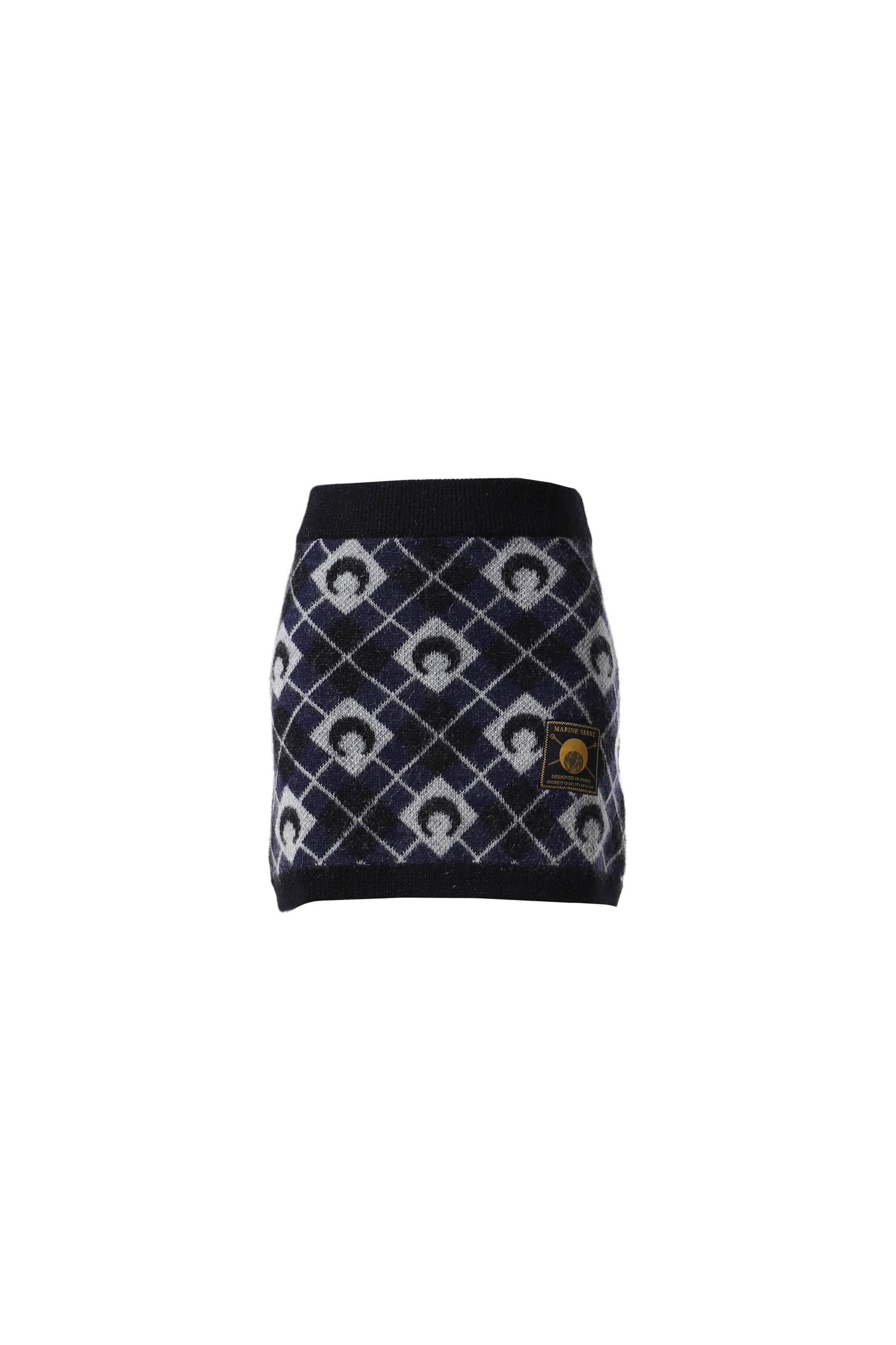 MOON ARGYLE KNIT MINI SKIRT / BLK