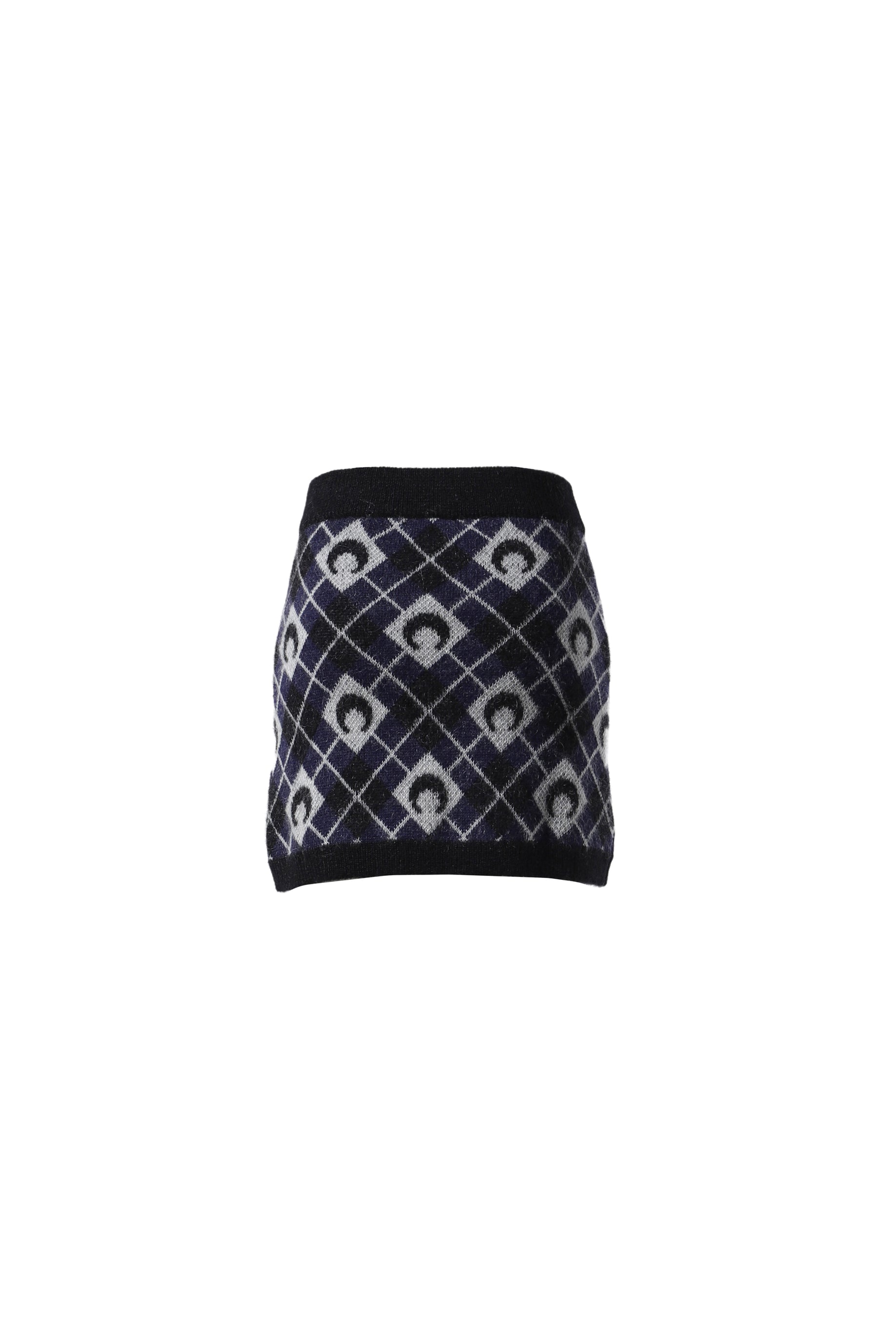 MOON ARGYLE KNIT MINI SKIRT / BLK