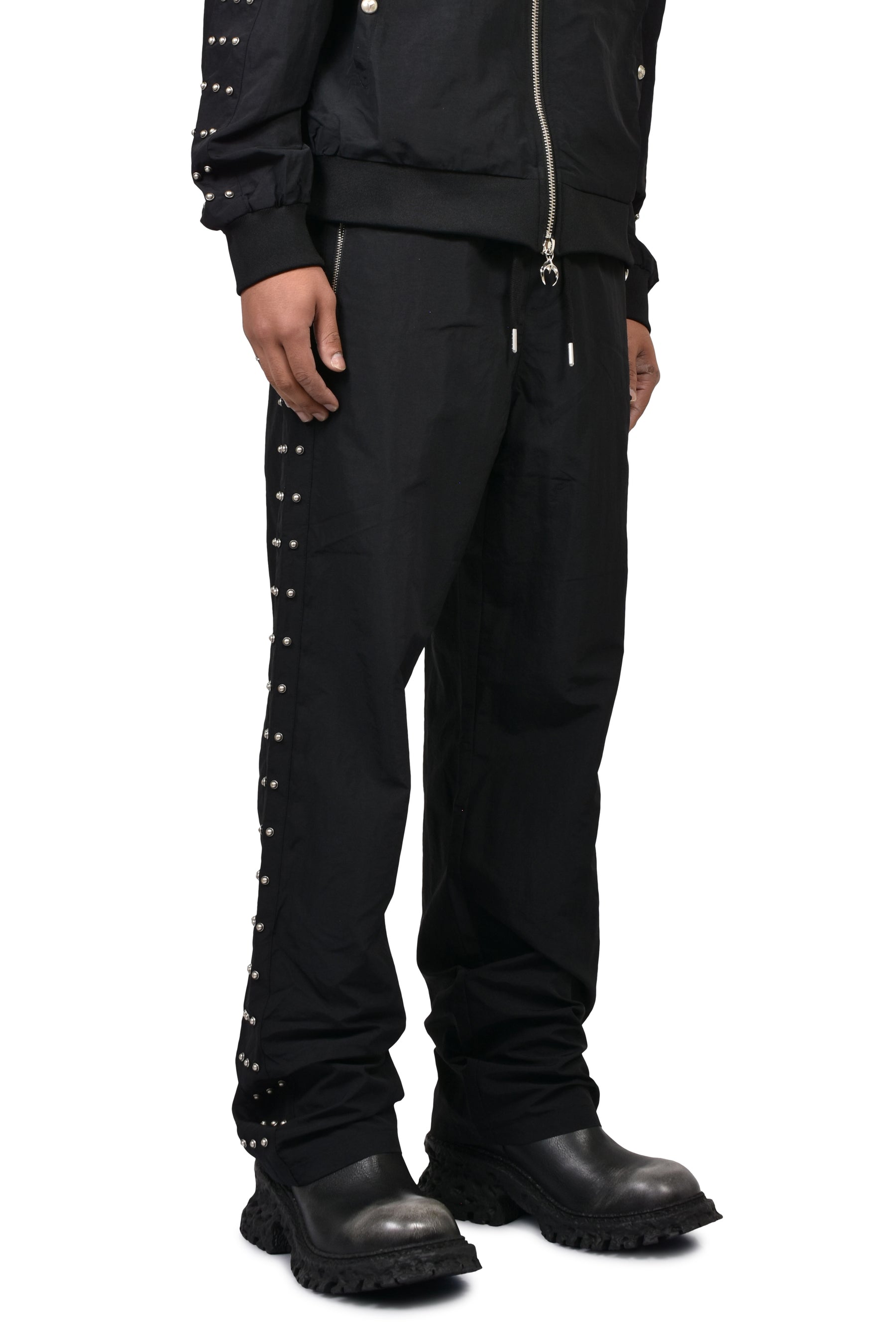 TRIPLE LINE STUD TRACK PANTS / BLK