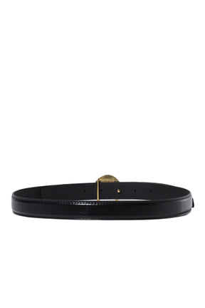 RECYCLED LEATHER BUCKLE BELT / BK99 BLK