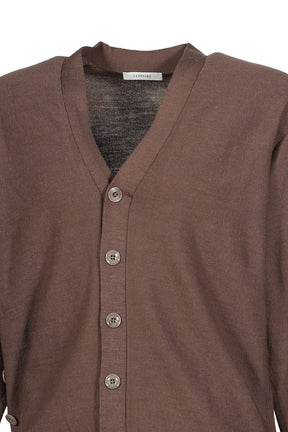 RELAXED TWISTED CARDIGAN / SHITAKE