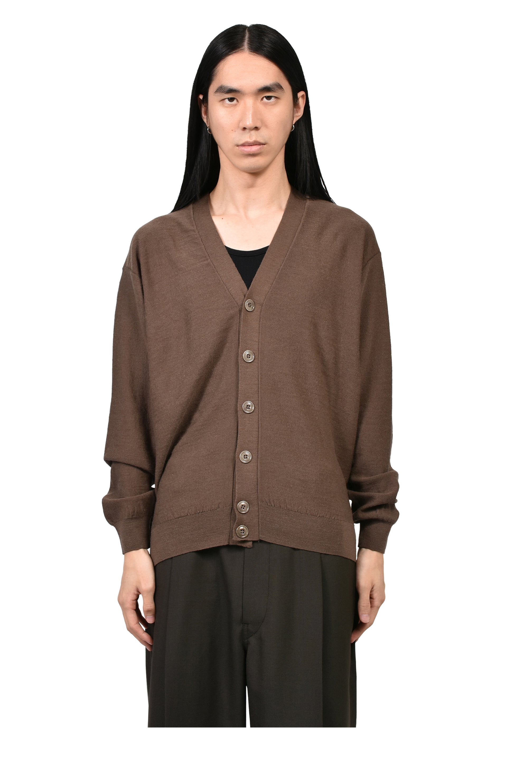 RELAXED TWISTED CARDIGAN / SHITAKE