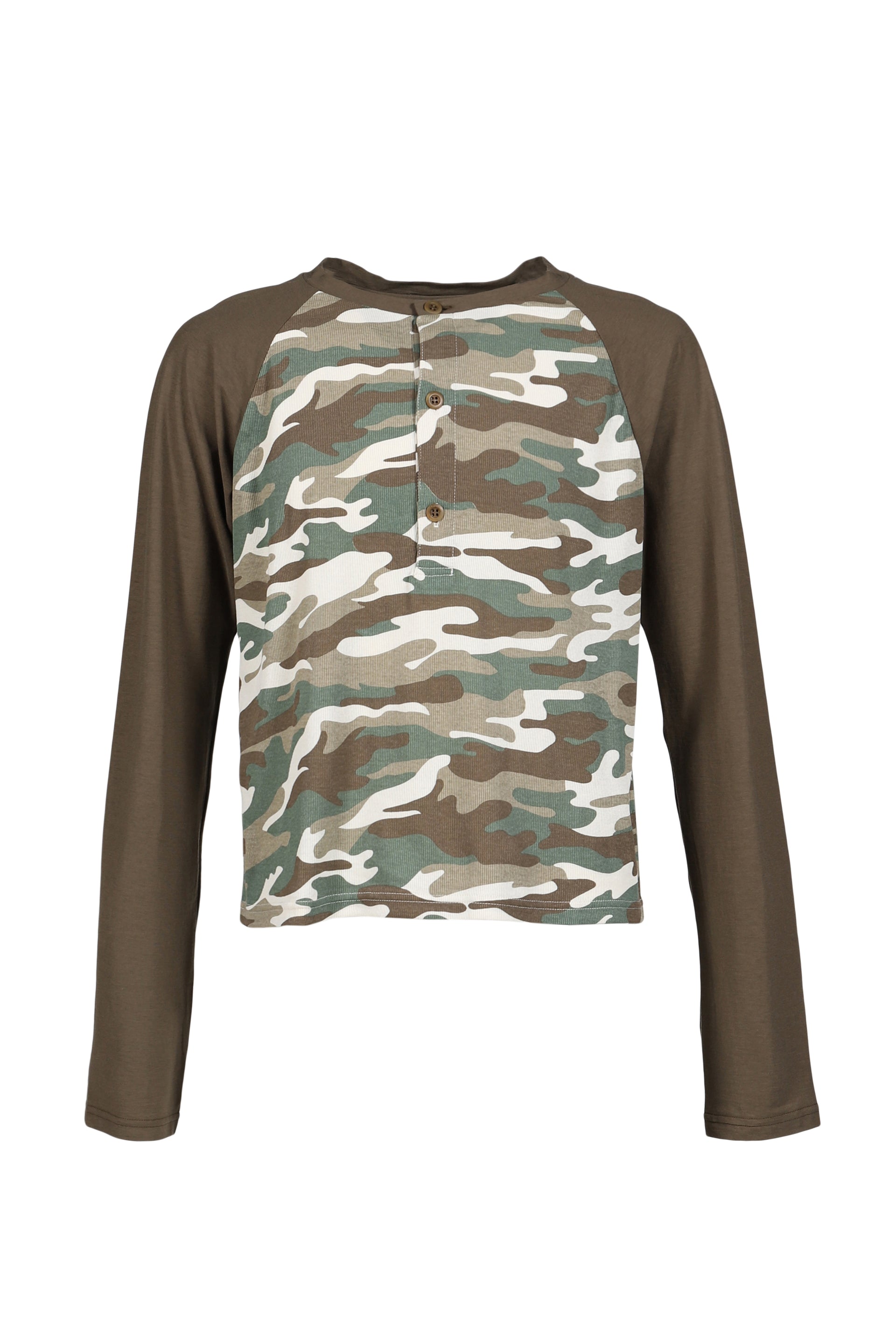 RAGLAN HENLEY NECK TEE / CAMO