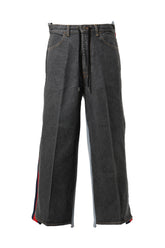 JERSEY MERGING DENIM PANTS / BLK